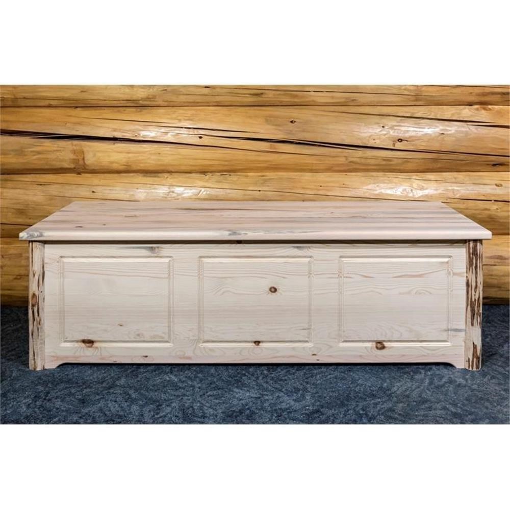Pemberly Row 59" Transitional Solid Wood Blanket Chest in Natural
