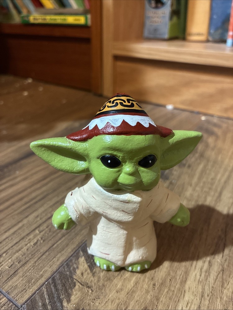 Ceramic Yoda Incense Holder with Peruvian Hat 4x3.5 in