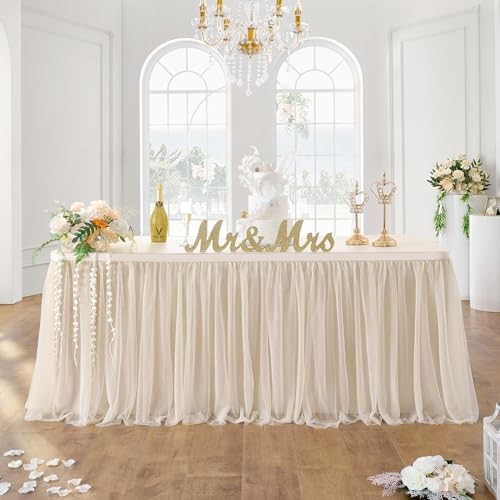 72inch Gold Tulle Table Skirts for Rectangle 72" x 30" (Rectangular) Champagne