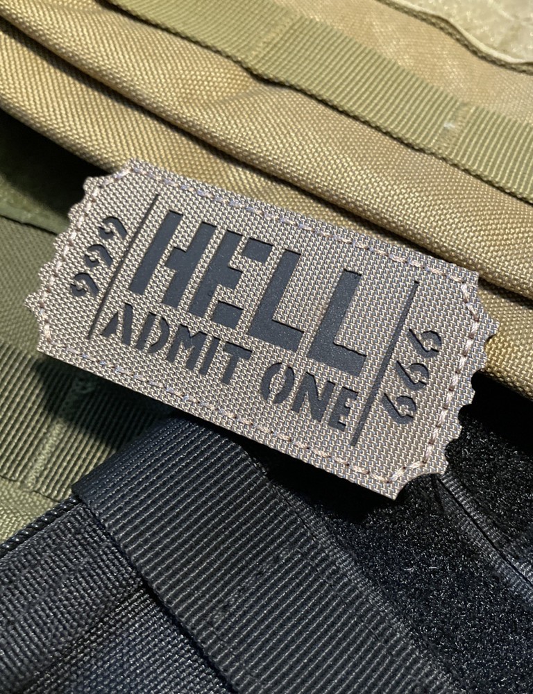 HELL Admit One 666 IR Funny Tactical Patch Morale Army Marine Hook Loop Vet