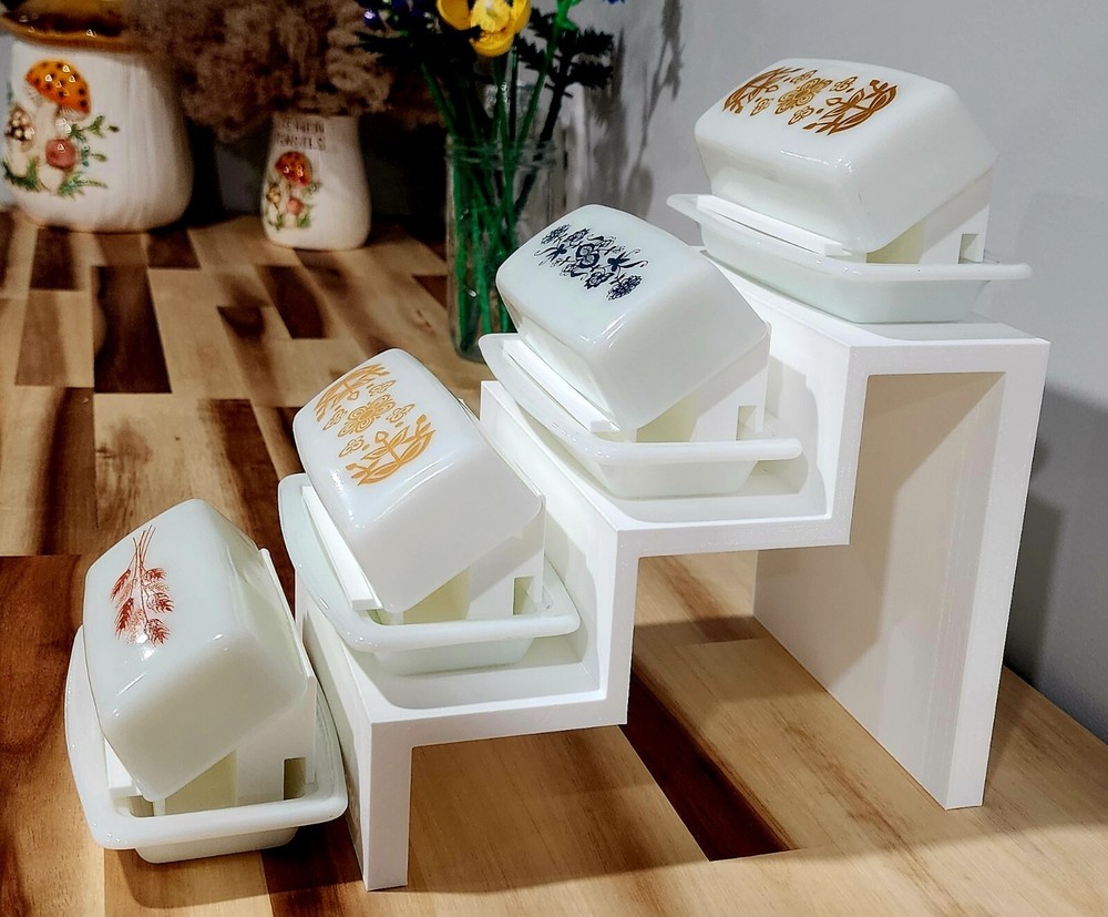 Vertical Butter Dish Riser Holds Pyrex - Space Saving RARE HTF