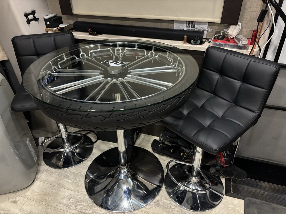 Harley Davidson Wheel Glass Table. Handmade By Me