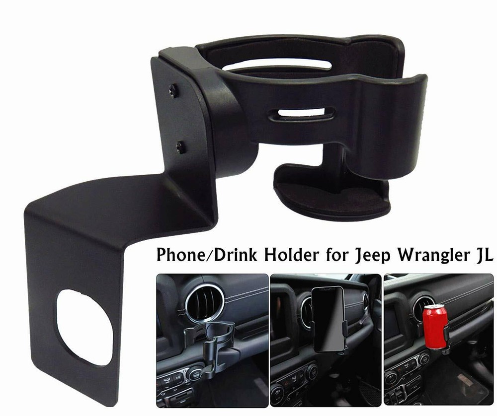 Multi-Function Drink Cup Phone Holder Stand Bracket Fit 2018+ Jeep Wrangler JL