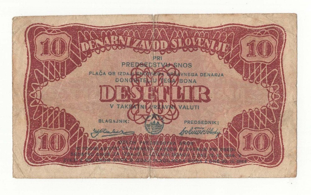 SLOVENIA 10 LIRE 1944