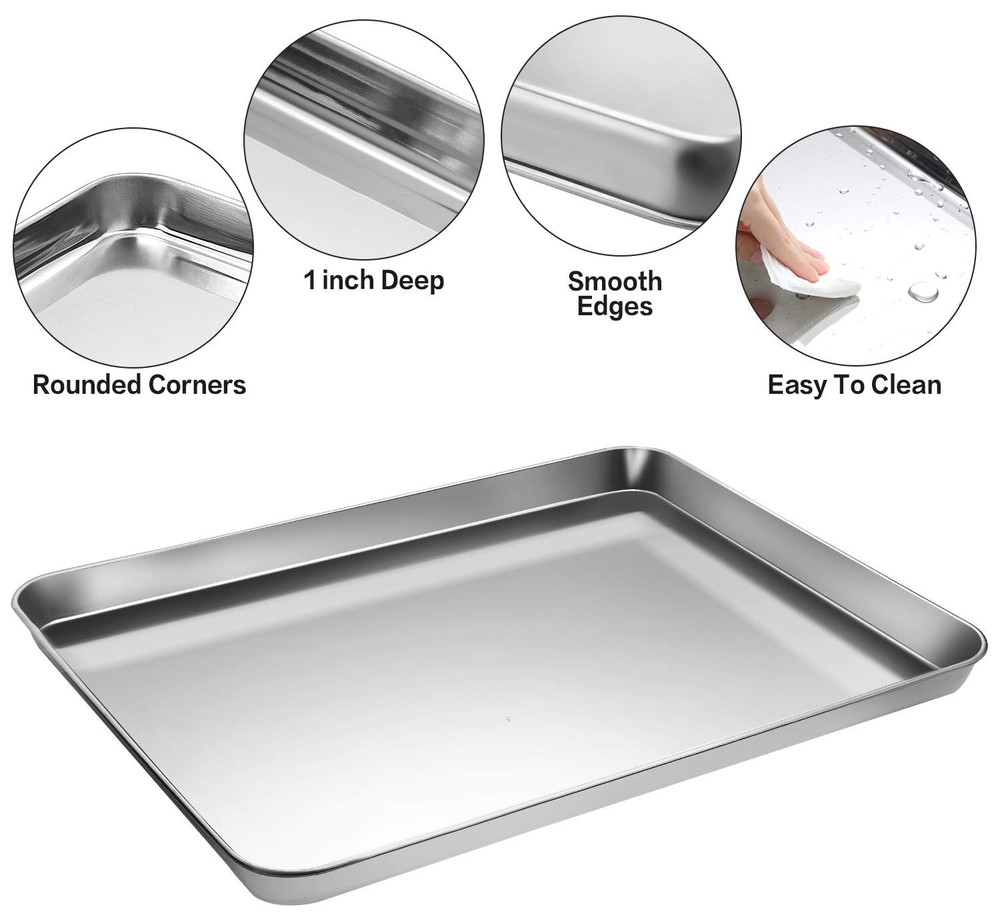 Stainless Steel Baking Sheet Tray Cooling Rack with Silicone Baking Mat Set, ...
