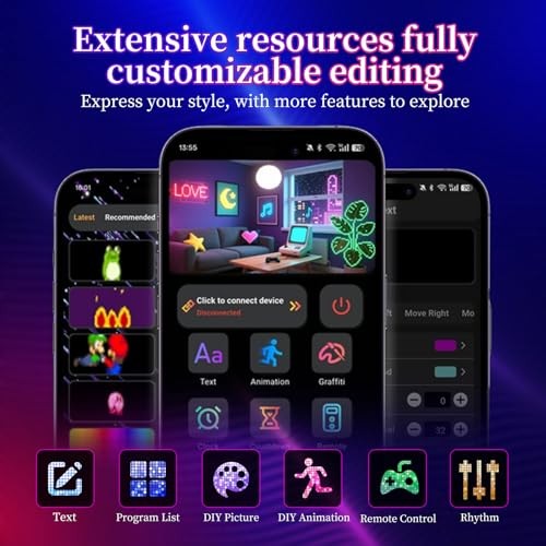 Devil Eyes Light 2PC for Windshield-23.42x4.72IN Programmable LED Eyes EM1696