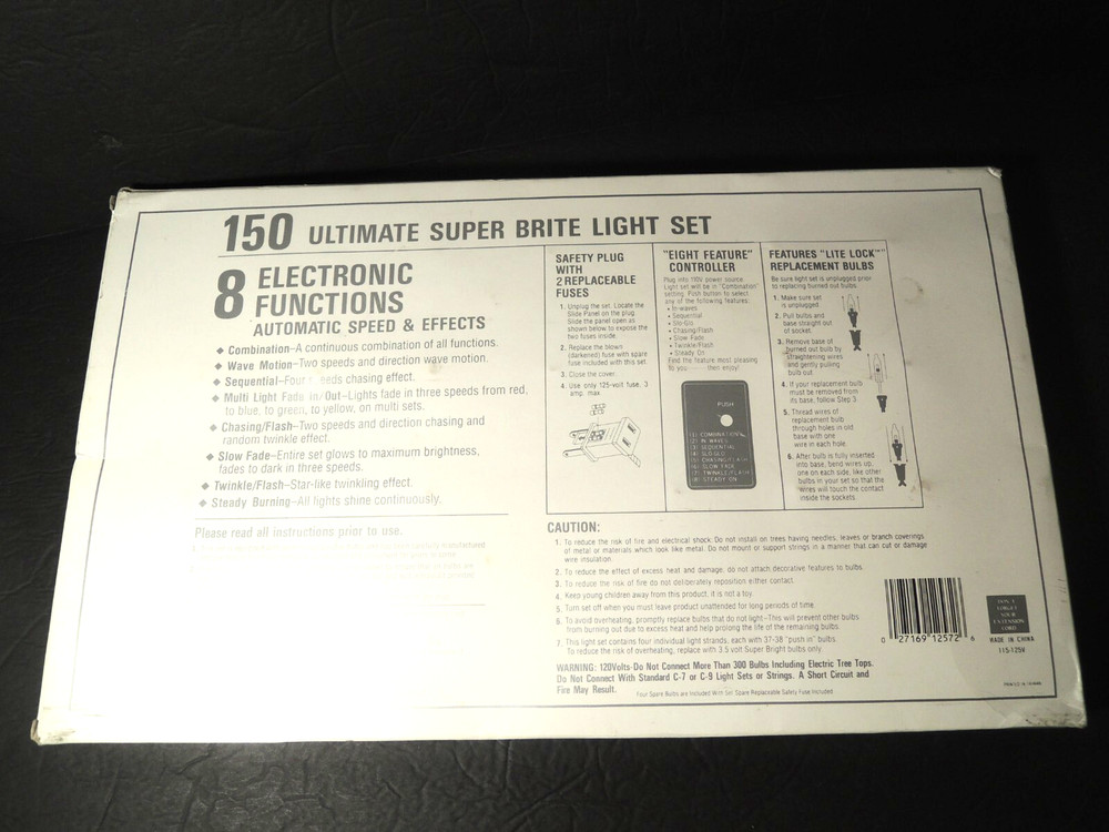 Christmas Light String (VIDEO) 150 White Bulbs 8 Functions Chasing Flash Steady