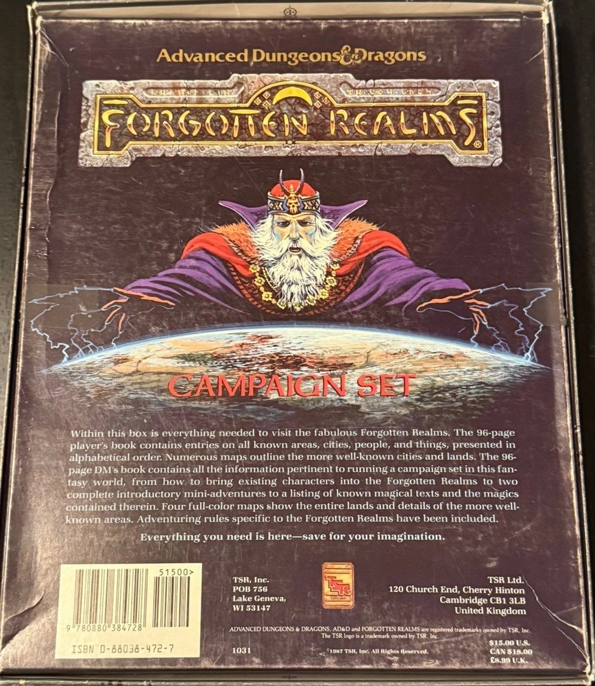 Forgotten Realms Campaign Setting Boxed Set AD&D 2E TSR PARTIALLY complete