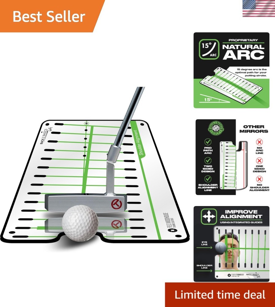 Compact Golf Putting Mirror with Alignment Guide - Perfect Your Game Anywhere