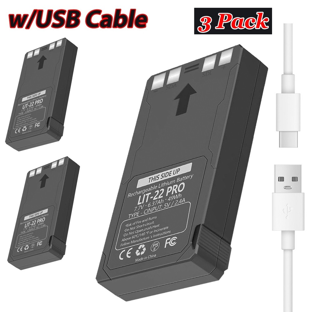 3-Pack Rechargeable LIT-22 Battery Compatible with Trail Camera Flex-M Flex G-36