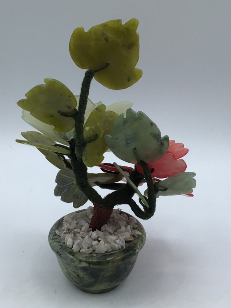 Vintage Chinese Jade Tree Blossom with Marble Base 7"