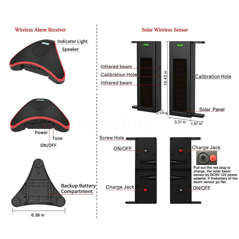 Wireless Solar Alarm System Outdoor House Driveway PIR Motion Sensor Security