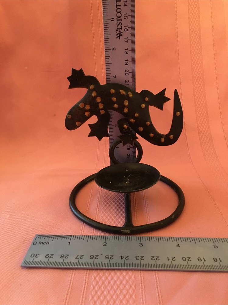 Gecko Lizard Metal Candle Holder Tea Light Tealight Used