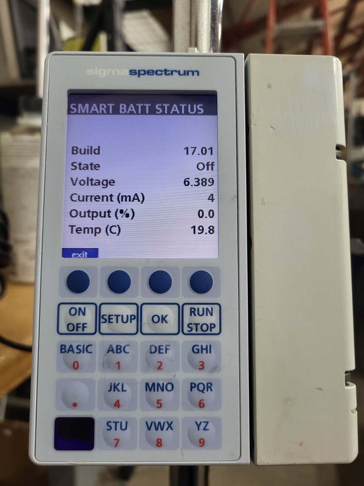BAXTER SIGMA SPECTRUM PUMP SOFTWARE VERSION 6.05.13 w/b/g BATTERY