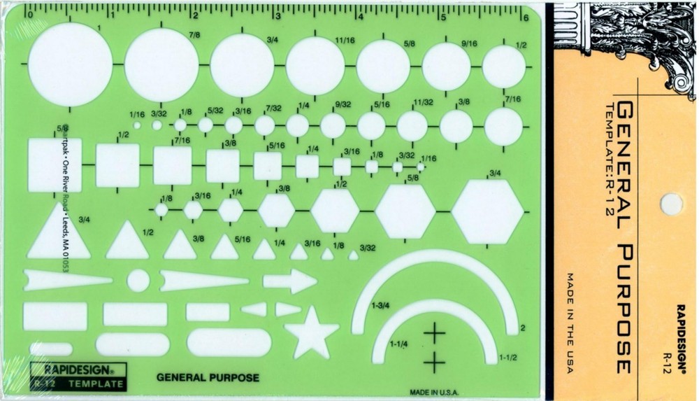 Berol Rapidesign Template - General Purpose Drawing - R-12