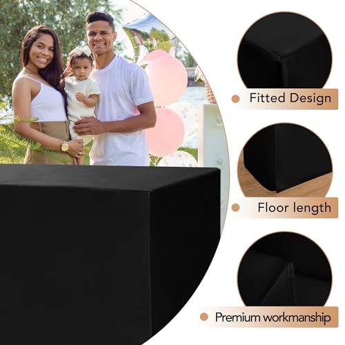 2 Pack Square Fitted Table Covers - 34 x 34 34 Square| 2 Pack Versatile Black