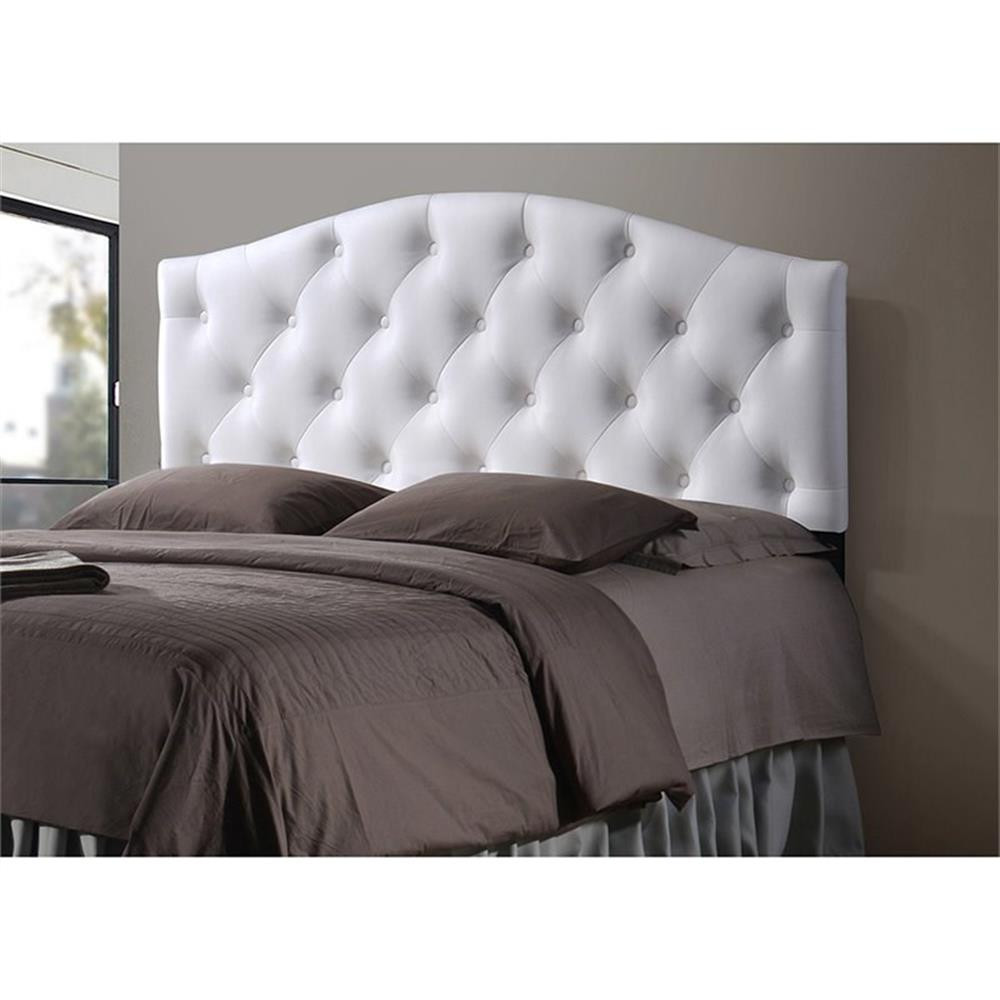 Baxton Studio Myra Faux Leather Tufted Full Panel Headboard in White