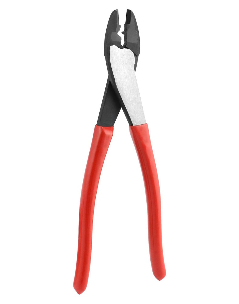 QWORK Wire Crimping Tool, 10" Steel Cable Electrical Cutter Crimper Red
