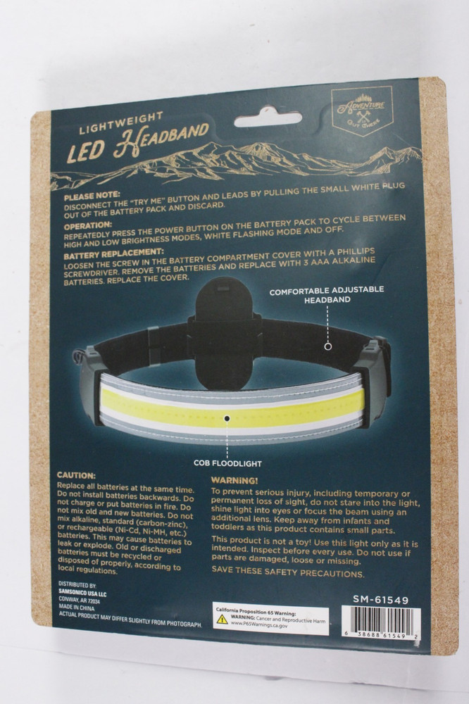Samsonico Lightweight LED Headband 180+ Degrees 200 Lumens One Size