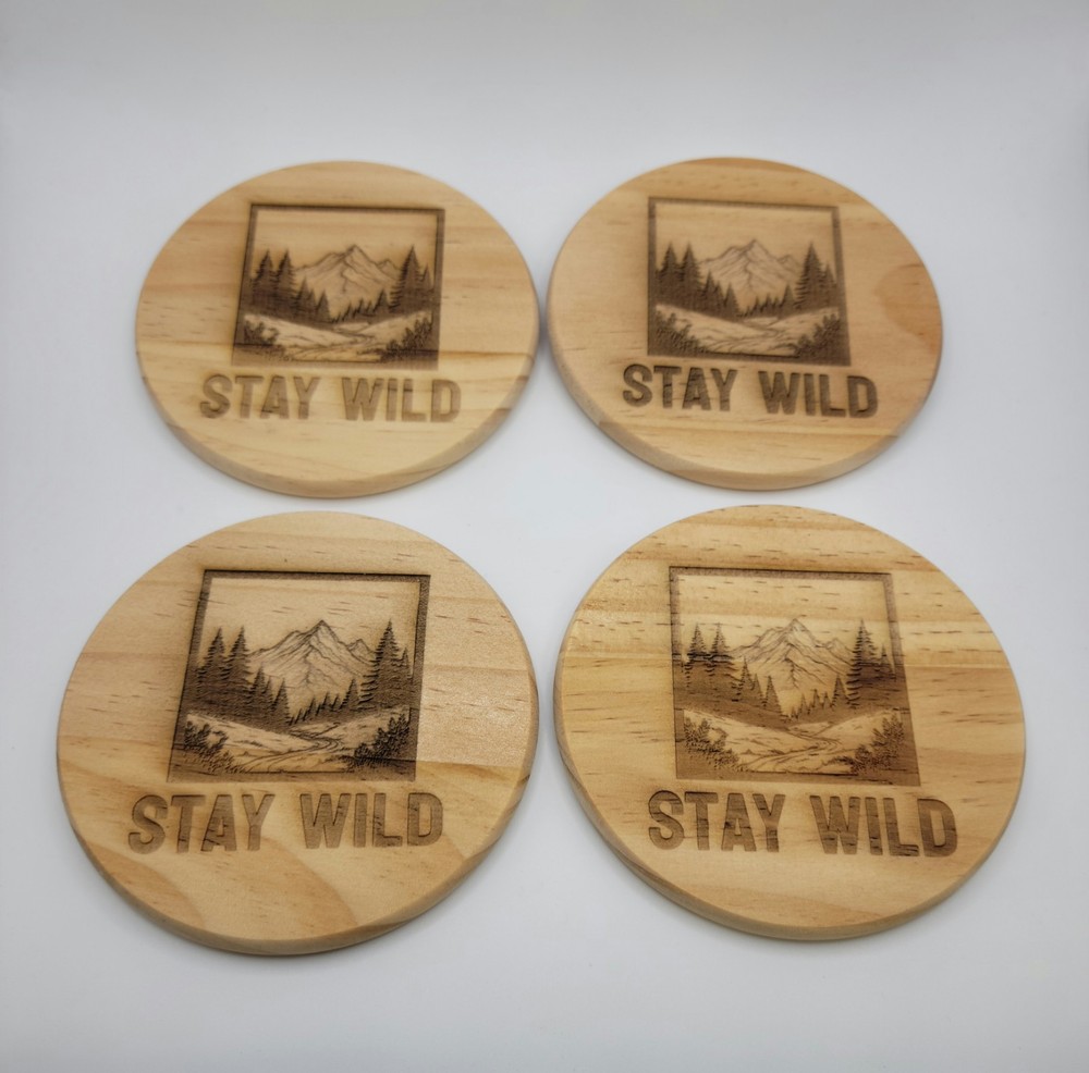 "Stay Wild" Stained Wood Coasters - 4 pack
