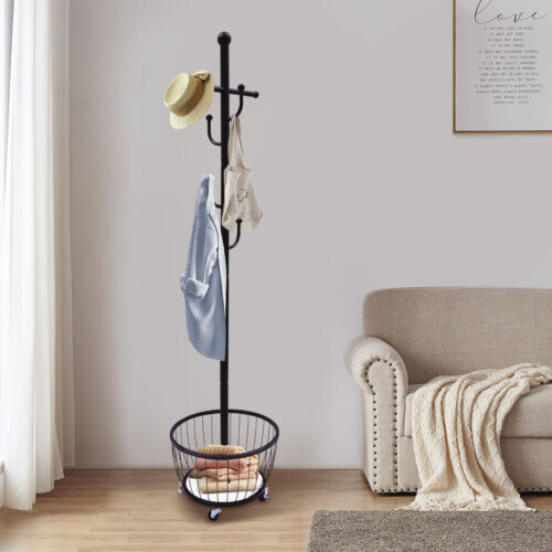 Clothes Rack Garment Stand Organizer Coat Rack Hat Stand Tree w/ 6 Hooks