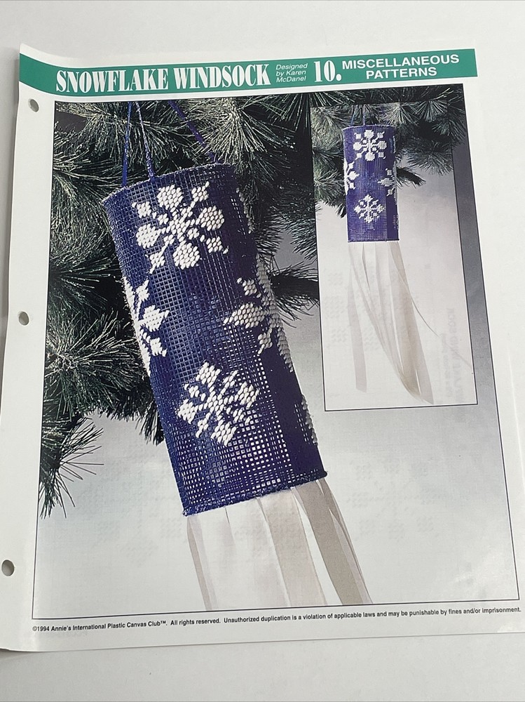 Annie's Attic Snowflake Windsock  Plastic Canvas Pattern
