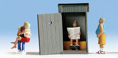 Noch 36560 N Scale Figures & Outhouse -- pkg(6)