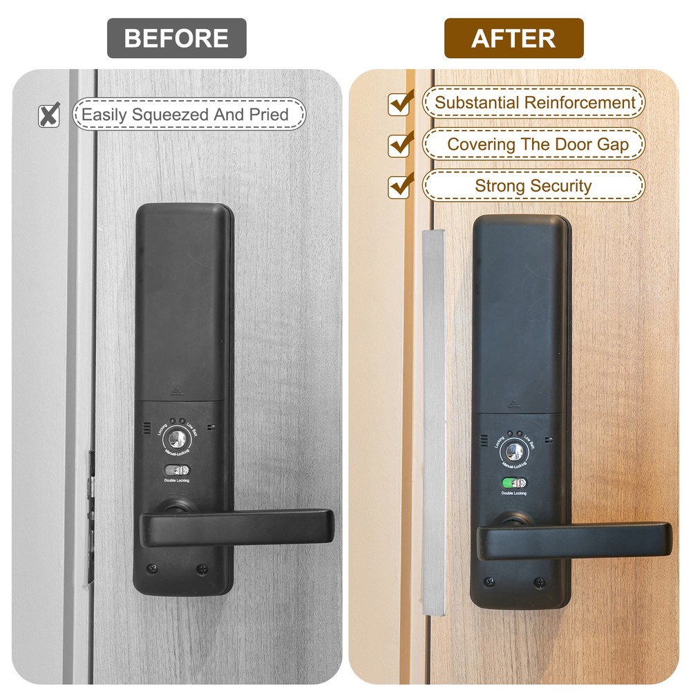Door Strike Plate, 6 Inch Security Latch Strike (Black)