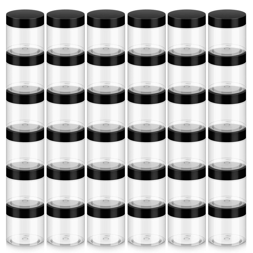 36 Pack 2 OZ Plastic Jars with Lids, BPA Free, Reusable, Refillable Transpare...
