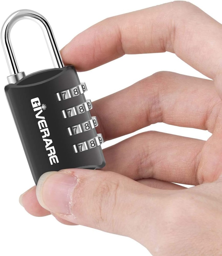 GIVERARE 4 Pack Combination Lock, 4-Digit Padlock Keyless, Resettable Black