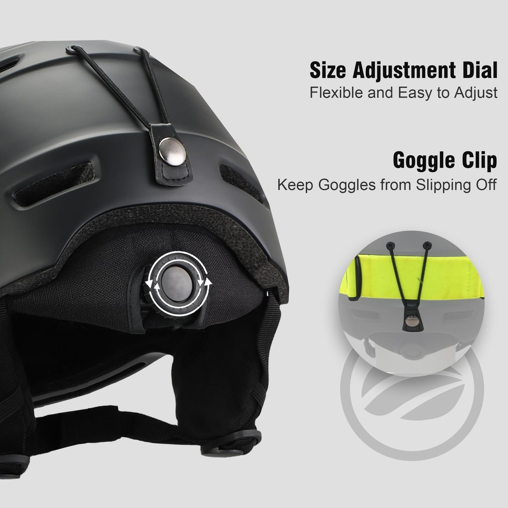 DKONI Ski Helmet for Adults (Large, Black)