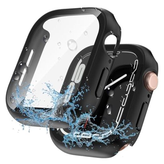 2 in 1 Waterproof Case for Apple Watch Screen 40mm Matte Black (1 Pack)