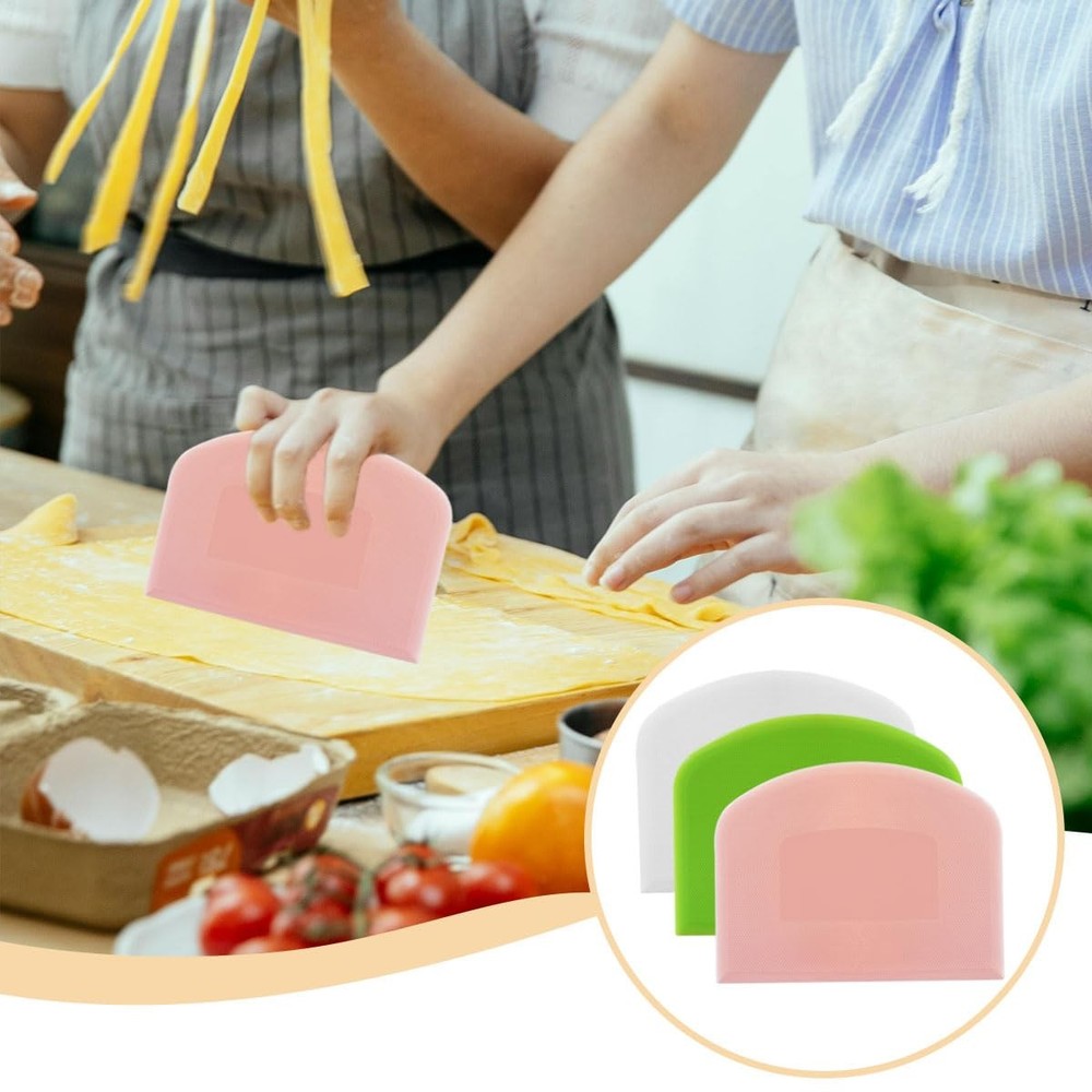 6 Pack Plastic Bench Scraper, Flexible Dough Scraper, Flexible Plastic Multip...