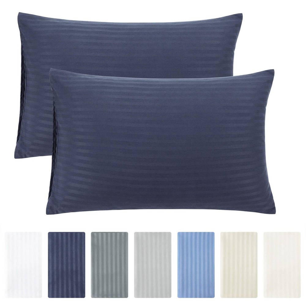 Set of 2 Soft Striped Pillowcases Standard Envelope Closure