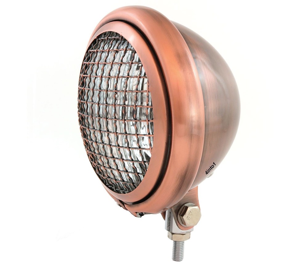 5.75" Custom Motorcycle Bottom Mount Headlight w/ Grill - Bronze
