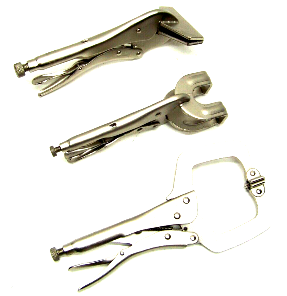 3 pc Locking Welding Clamp Set Locking C Clamp Flat Bill 2 Prong Locking Pliers