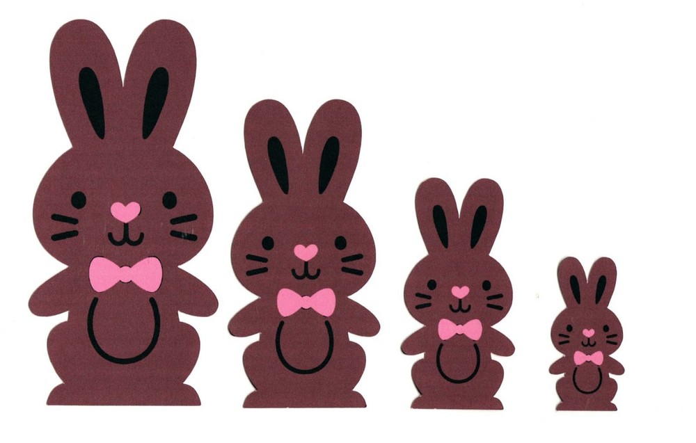 Bunny Die Cuts, White or Chocolate, Easter Bunny die Cuts - Scrapbooking