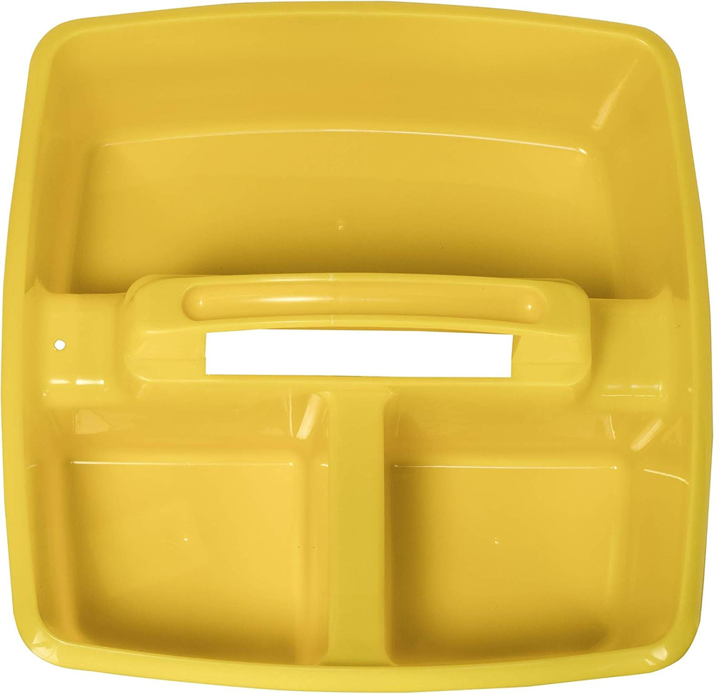 3-Compartment Small Caddy – Multipurpose Classroom Organizer with Handle, Lemon,