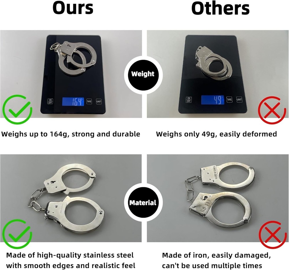Adjustable Metal Handcuffs for Pretend Play