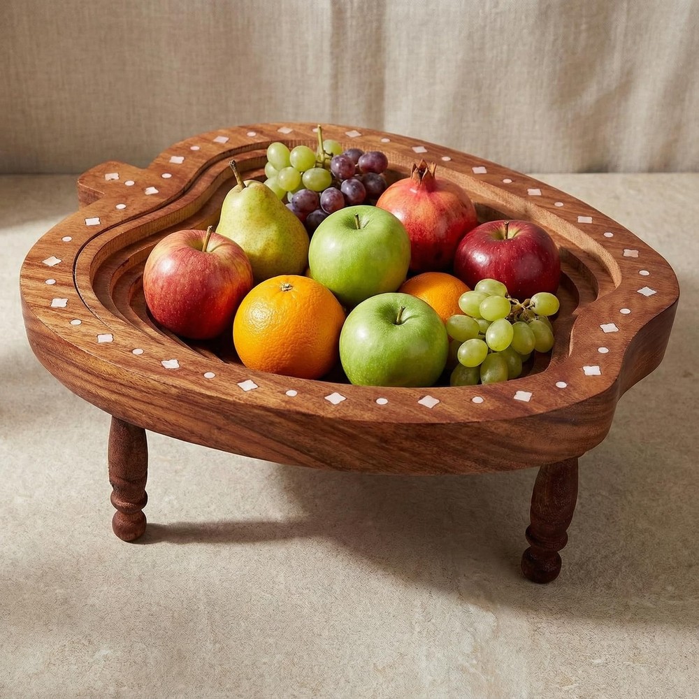 Foldable Handicraft Fruit Bowl Multi Purpose Apple Shape Basket Tray Showpiec...