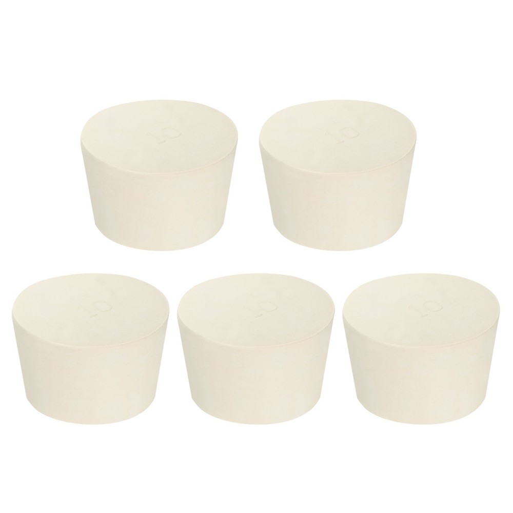 5 Pack Solid Rubber Stoppers 10# Tapered Lab Seal Plug Test Tube Bungs, White