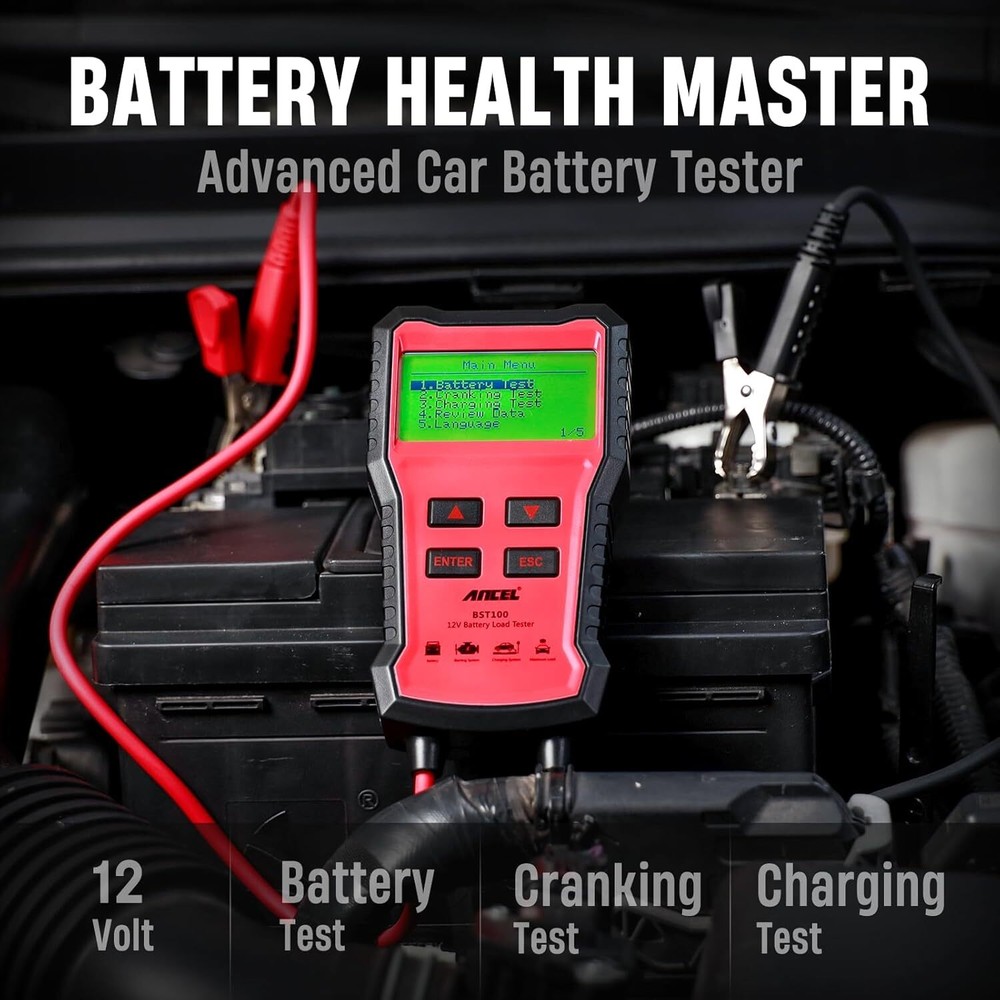 ANCEL Car 12V Battery Tester Analyzer 2000CCA 30-220A Cranking Charging System