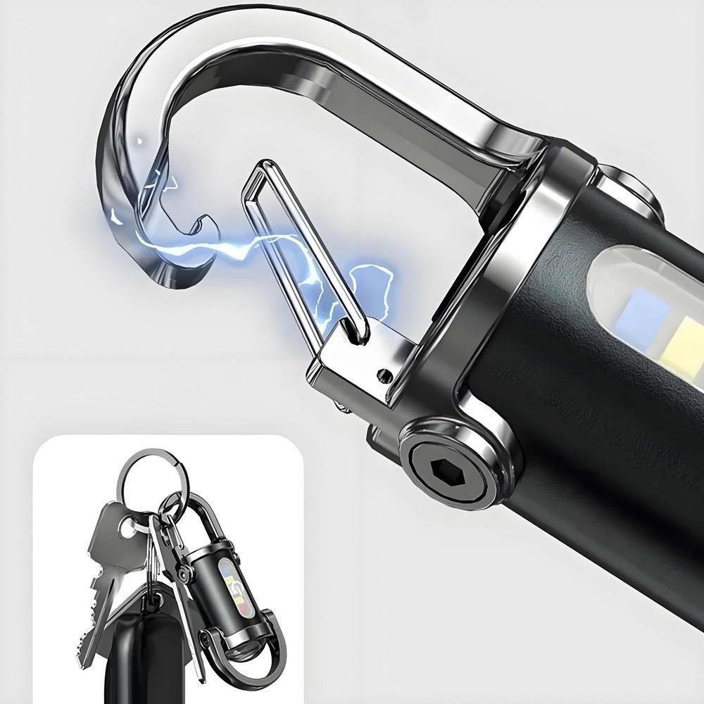 2PCS Portable Rechargeable Bright Keychain Flashlight Charger,Emboadlie Mode AE