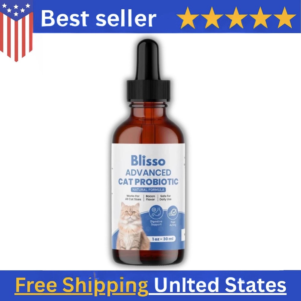 Blisso Advanced Cat Probiotic Drops Digestive Support for Cats with Diarrhea US