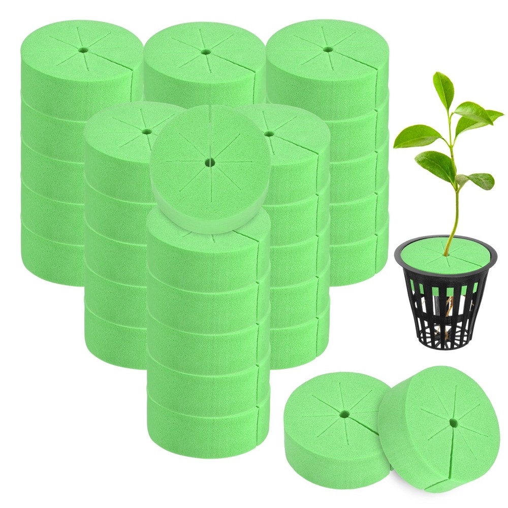 30-Pack Cloning Collars Inserts, Hydroponics Sponge Systems Cloning [Green]