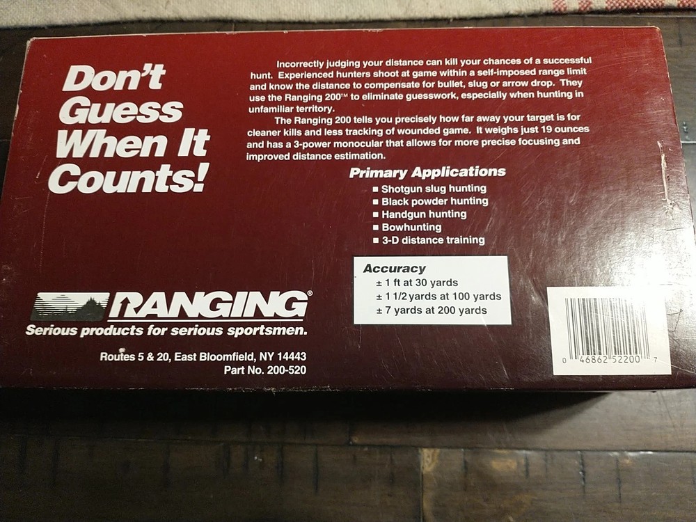 Vtg Ranging 200 Rangefinder Monocular Shooting Target Hunter Tool W/ Box