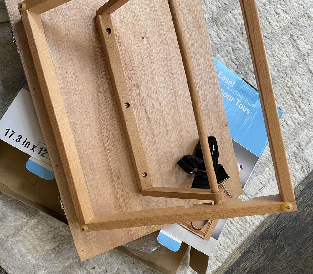Solid Wood Easel Foldable Artist Table 17” X 12”With Should Strap