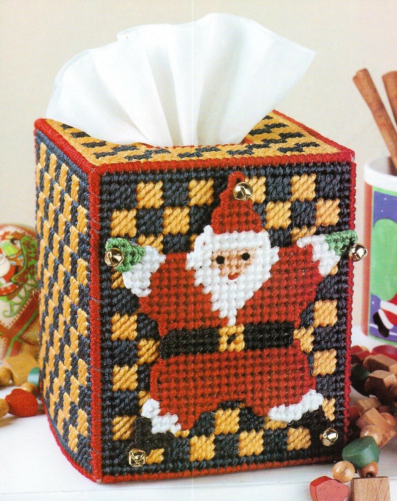 STAR SANTA TISSUE BOX COVER CHRISTMAS PLASTIC CANVAS PATTERN INSTRUCTIONS