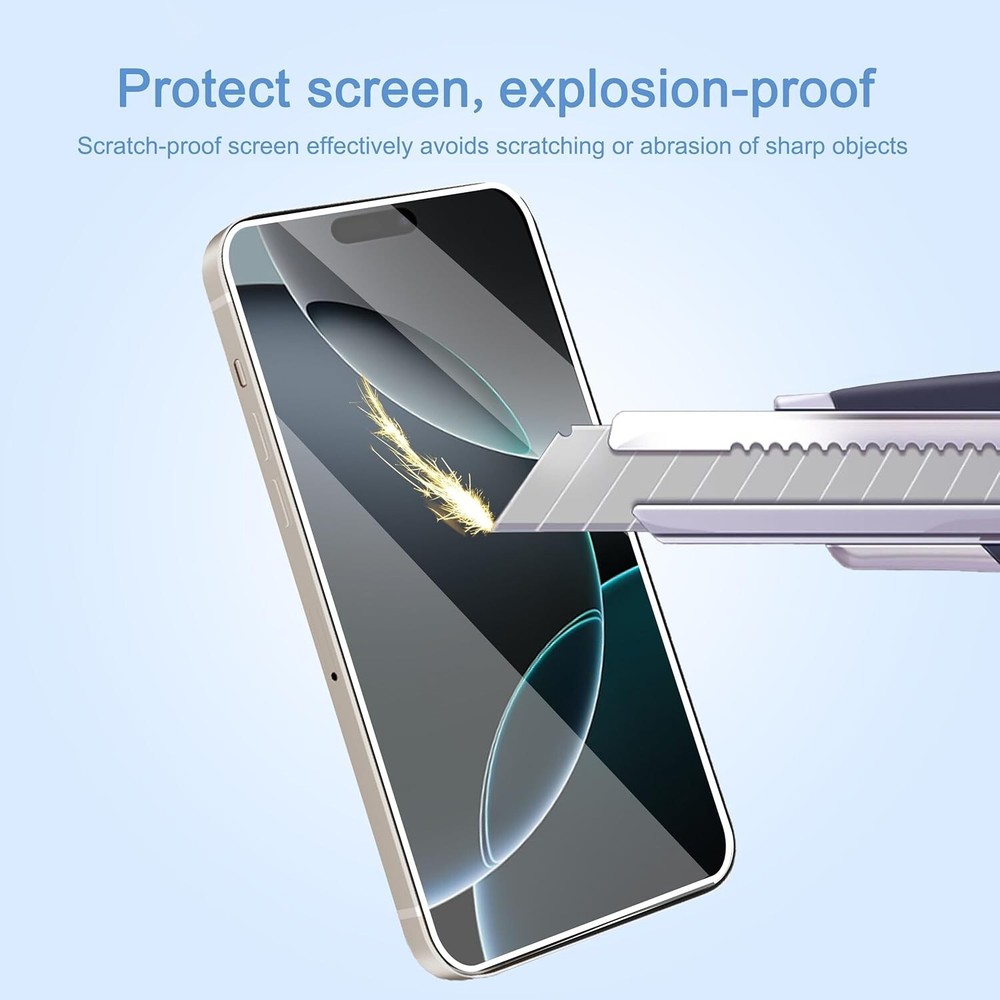3-Pack Bubble Free Tempered Glass Screen Protector For iPhone 16 Pro Max Plus