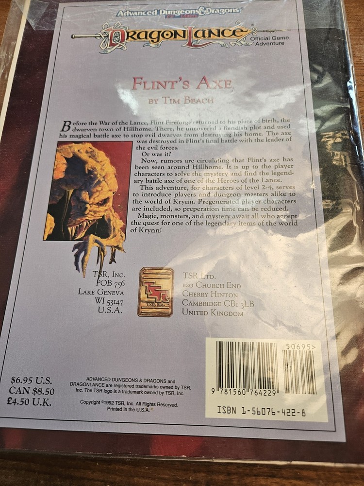 D&D DLQ2 Flint's Axe Advanced Dungeons Dragons AD&D 2nd Edition Dragonlance